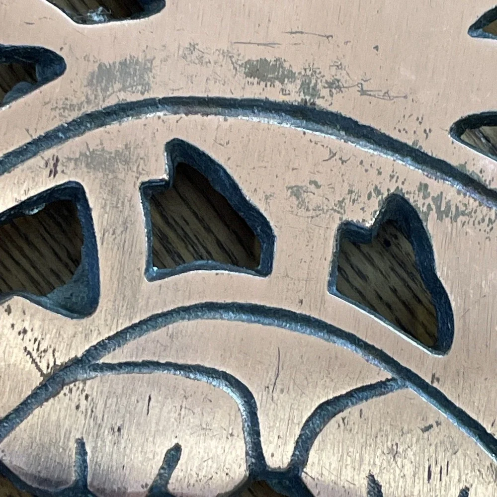 2000 Vintage Laying Loafing Cat Cast Iron‎ and Copper Metal Trivet